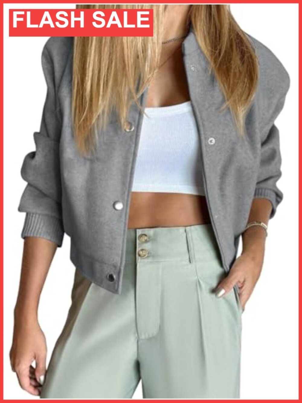 Wool Blend Cropped Bomber Jacket Button Down Varsity Short Pea Coat Winter